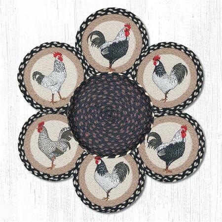 CAPITOL IMPORTING CO 10 in. Roosters Jute Trivets in a Basket 56-430R